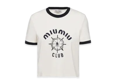 MIU MIU Women's Print Jersey T-Shirt "Ivory"