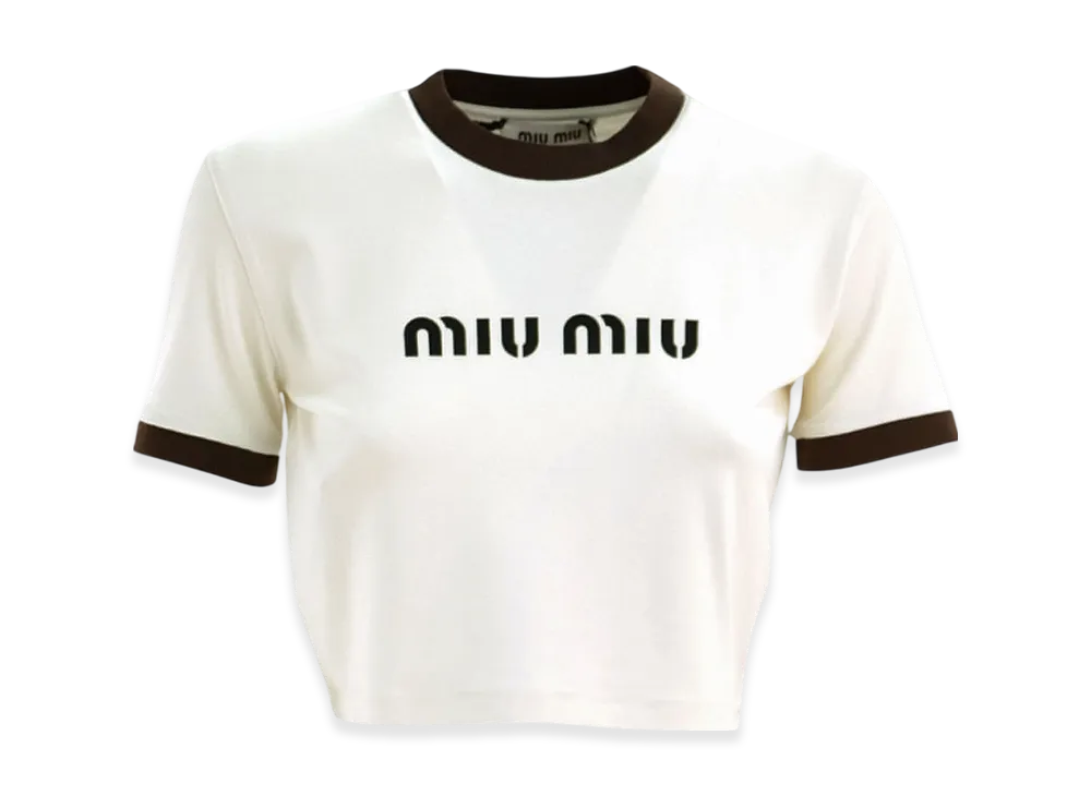 MIU MIU Women's Jersey T-Shirt "Ivory"