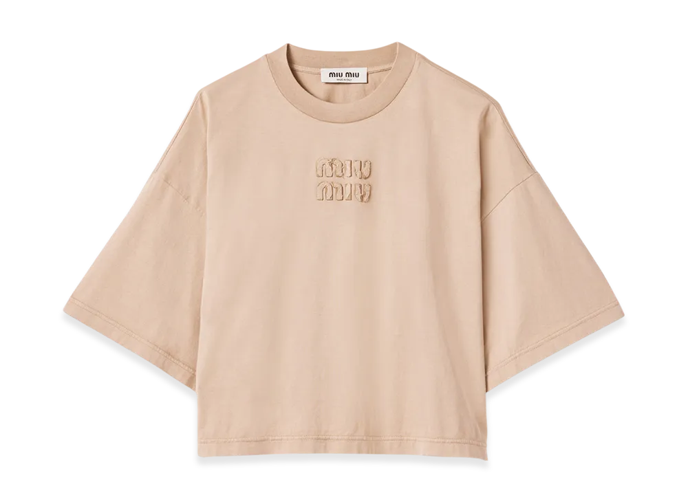 MIU MIU Garment-Dyed Jersey T-Shirt "Albino White"