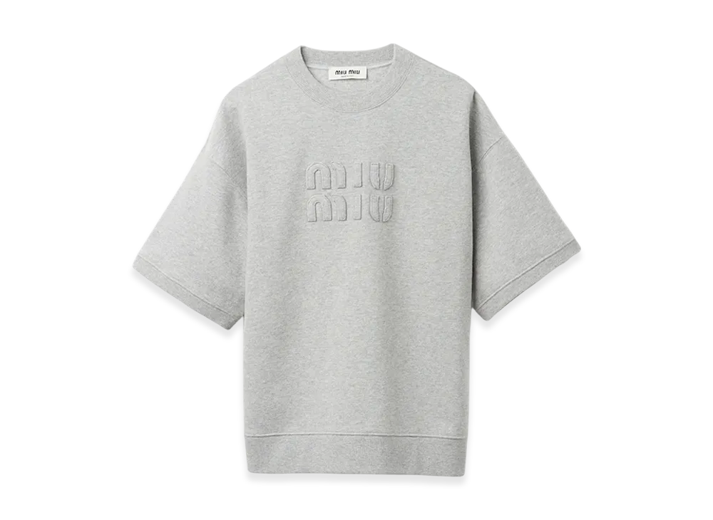 MIU MIU Women's Embroidered Cotton Sweatshirt "Grey"
