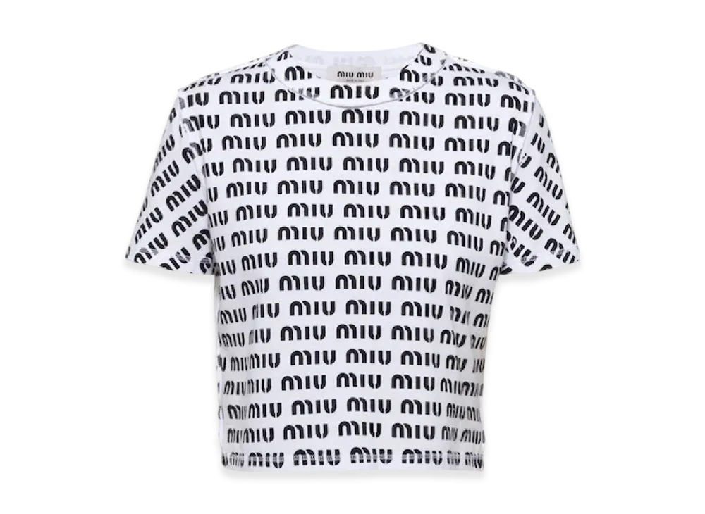 MIU MIU Women's Print Cotton T-Shirt "White"