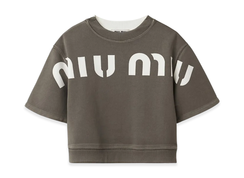 MIU MIU Women's Printed Cottion Sweatshirt "Grey"