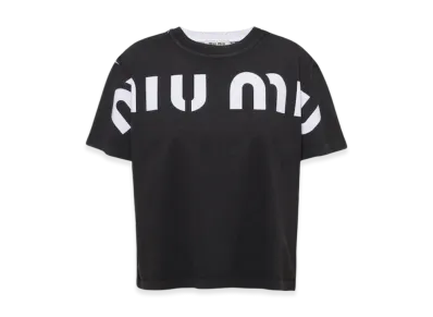 MIU MIU Women's Printed Cotton T-Shirt "Black"