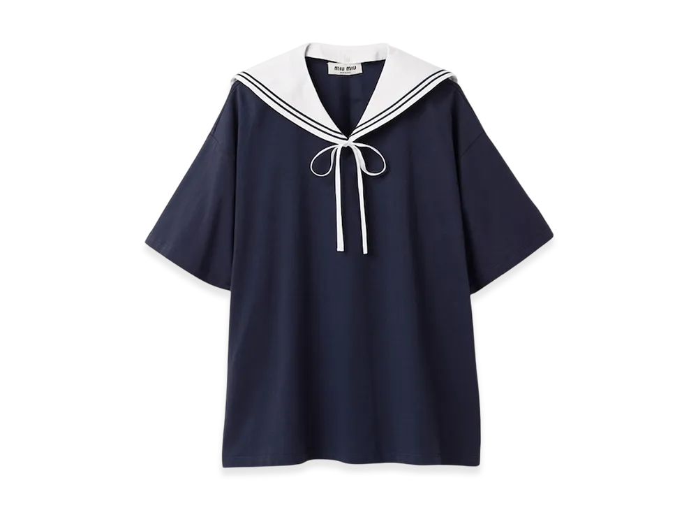 MIU MIU Women's Cotton T-Shirt "Navy"
