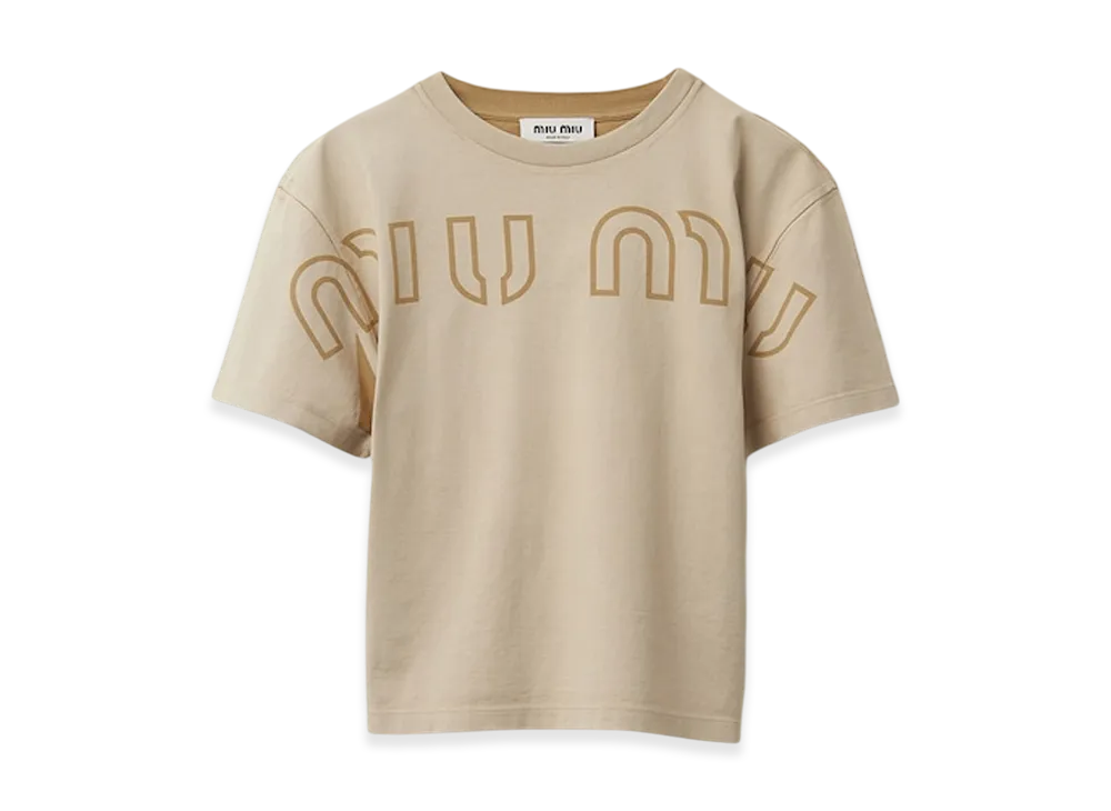 MIU MIU Women's Garment Dyed Cotton T-Shirt "Cord"