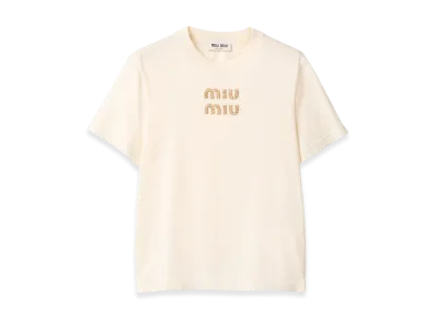 MIU MIU Women's Jersey T-Shirt "Natural"