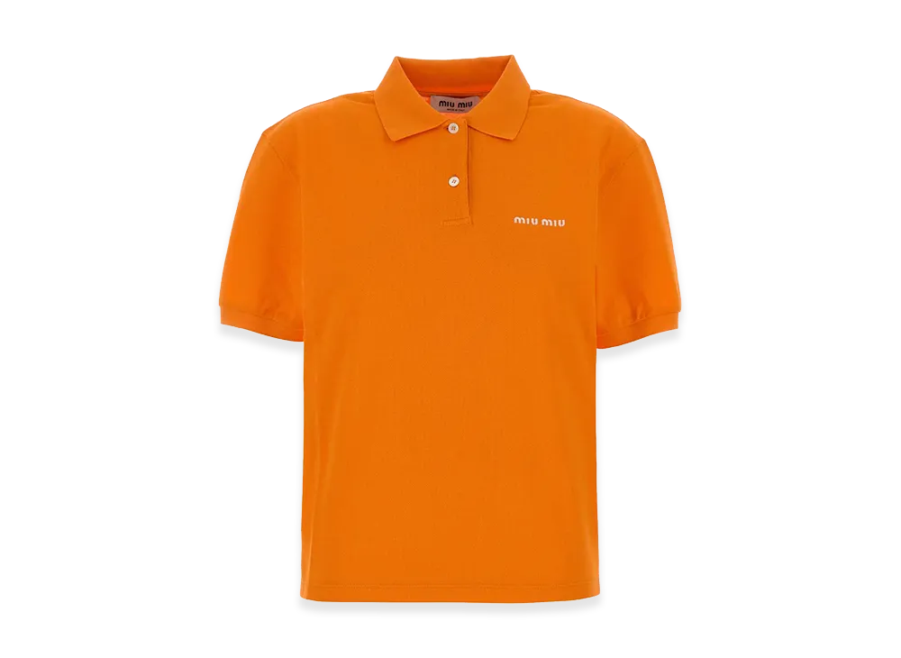 MIU MIU Women's Piquet Polo Shirt "Orange"