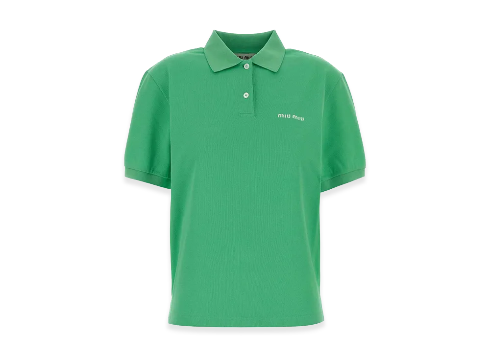 MIU MIU Women's Cotton Pique Polo Shirt "Menta"