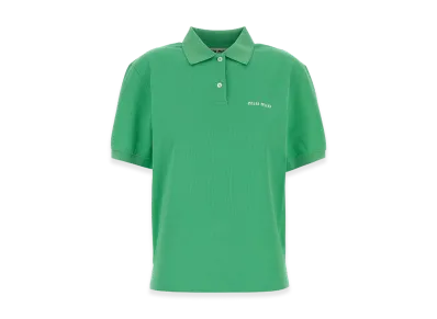 MIU MIU Women's Cotton Pique Polo Shirt "Menta"