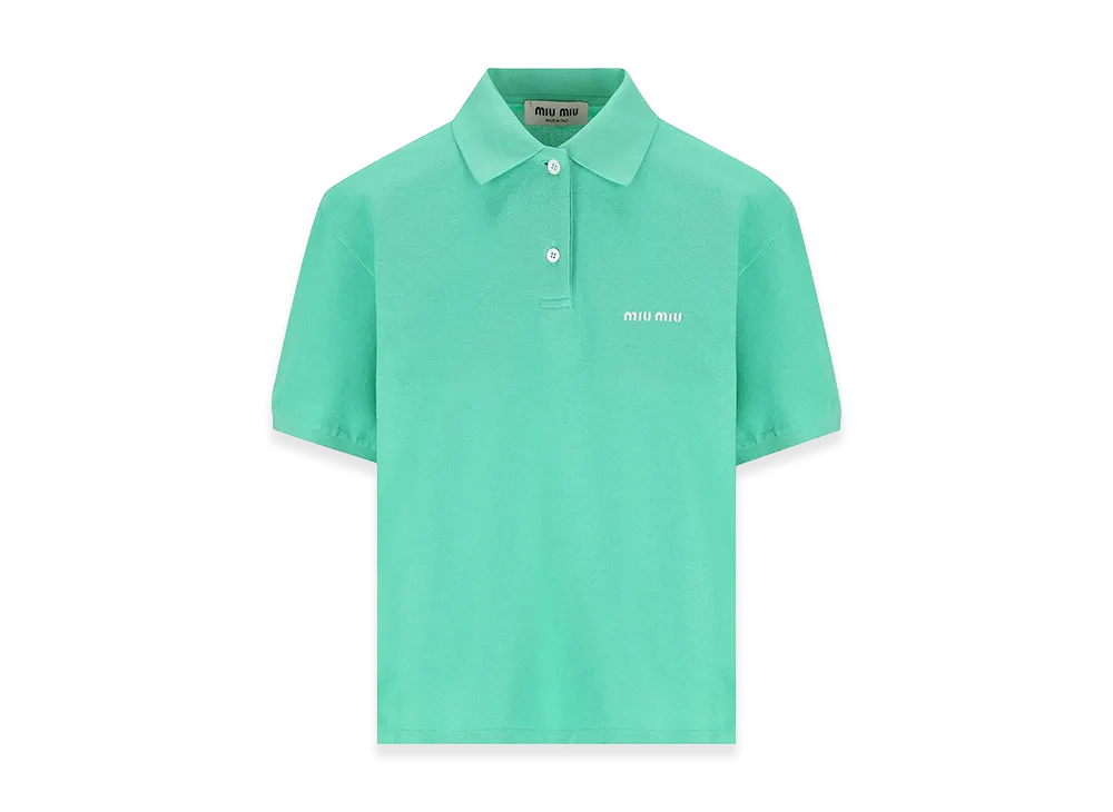 MIU MIU Women's Cotton Pique Polo Shirt "Menta"