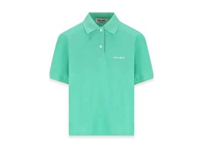 MIU MIU Women's Cotton Pique Polo Shirt "Menta"