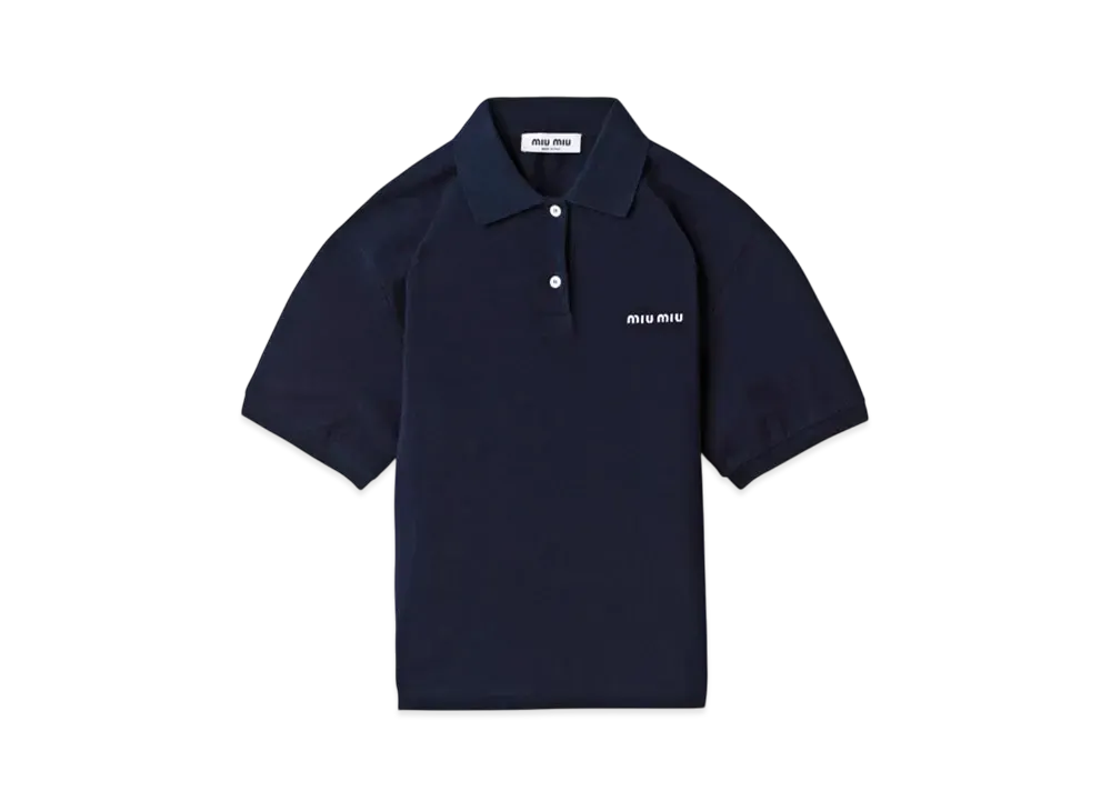 MIUMIU Cotton Pique Polo Shirt "Navy"