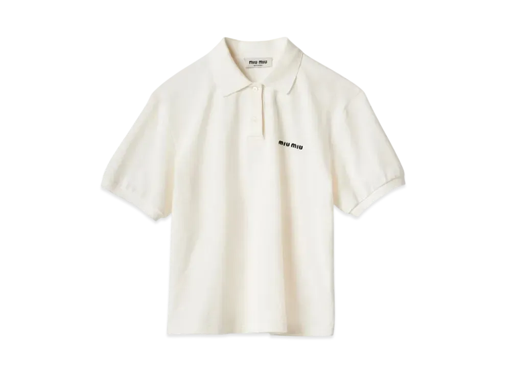 MIUMIU Cotton Pique Polo Shirt "White"