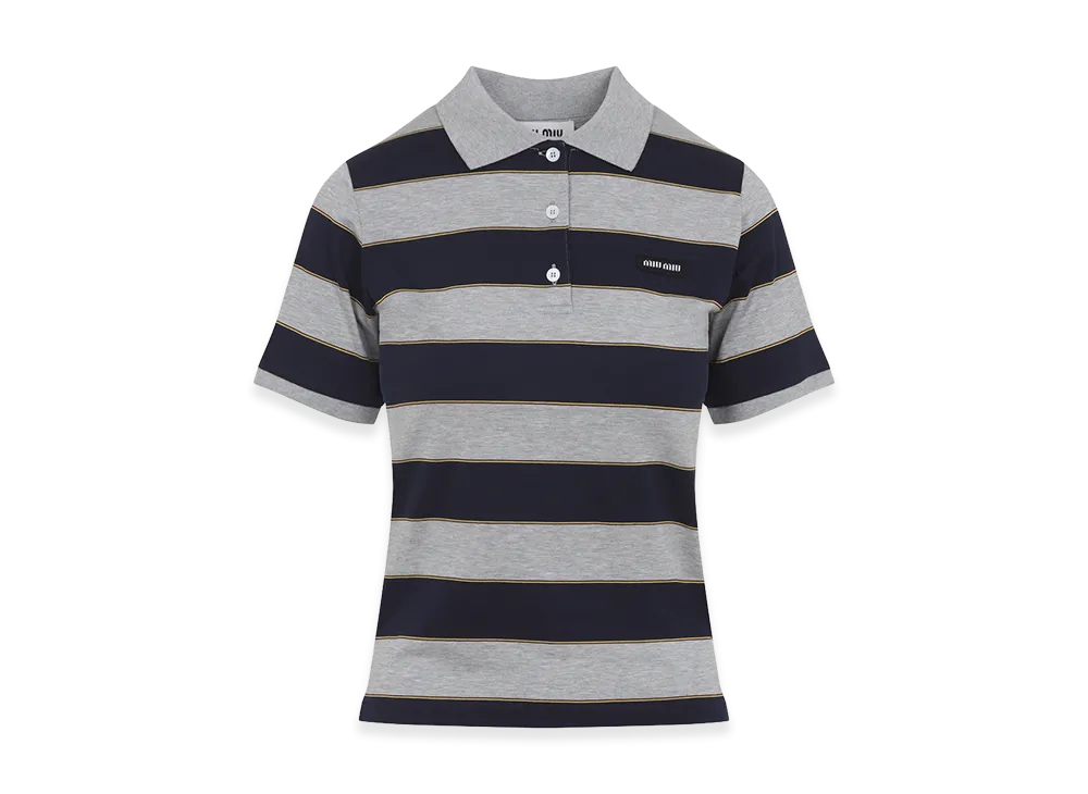 MIU MIU Women's Striped Polo Shirt With Logo "Multicolor"