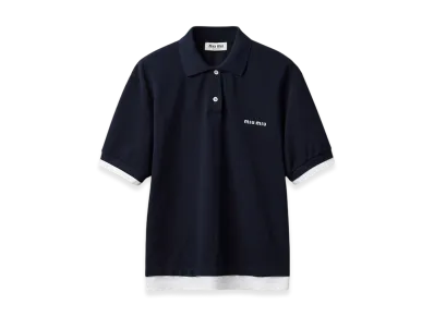 MIU MIU Women's Pique and Jersey Polo Shirt "Blue"