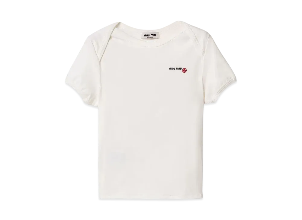 Petit Bateau x MIUMIU Women's Stretch Jersey Regular T-Shirt "White/White"