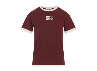 MIU MIU Women's T-Shirt With Logo "Bordeaux"