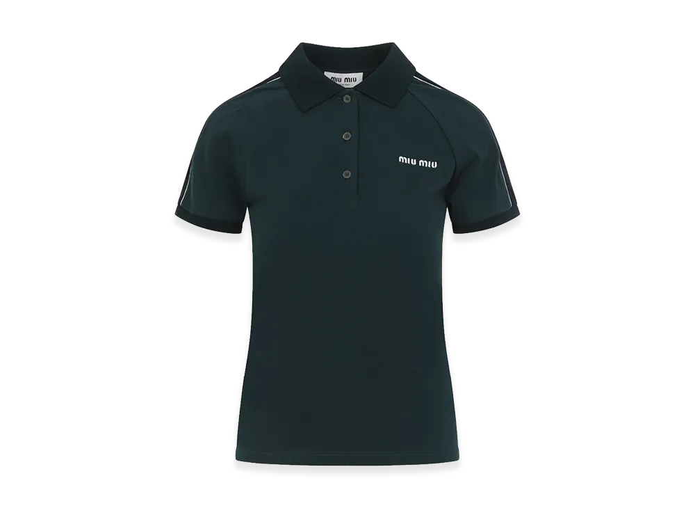 MIU MIU Women's Two-Tone Jersey Polo Shirt "Green"