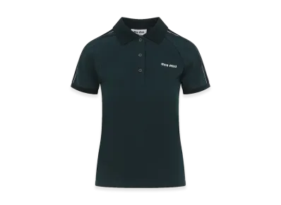 MIU MIU Women's Two-Tone Jersey Polo Shirt "Green"