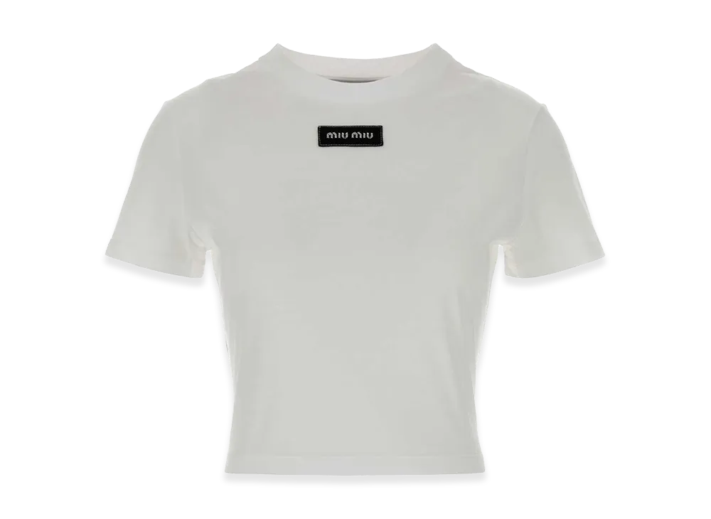 MIU MIU Women's Logo Patch T-Shirt "White"