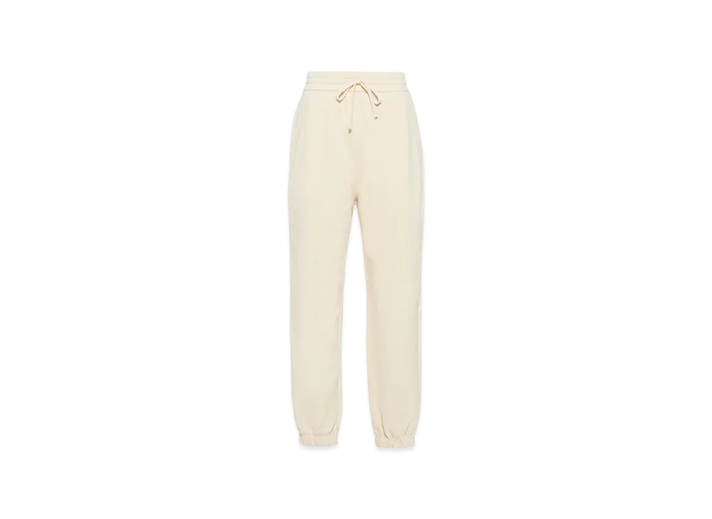 MIU MIU Women's Cotton Joggers with Embroidered Logo "Ivory"