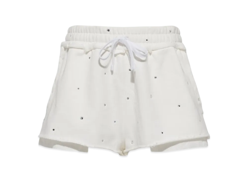MIU MIU Women's Embroidered Cotton Shorts "White"