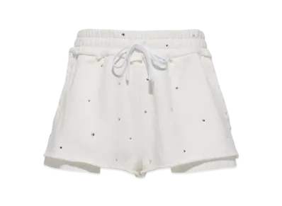 MIU MIU Women's Embroidered Cotton Shorts "White"