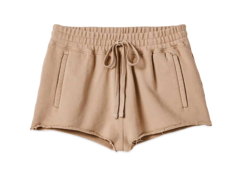 MIU MIU Garment-Dyed Cotton Fleece Shorts "Albino White"