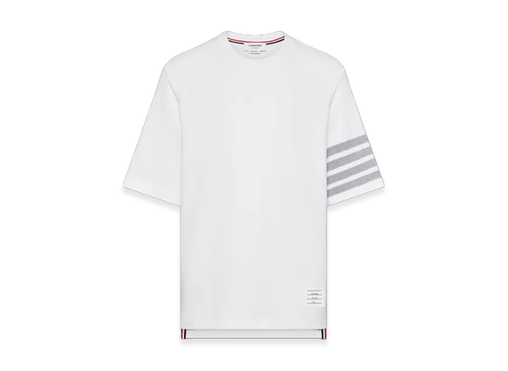 THOM BROWNE Textured Pique 4-Bar T-Shirt "White"