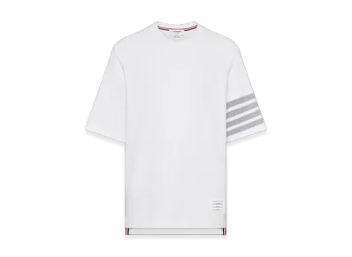 THOM BROWNE Textured Pique 4-Bar T-Shirt "White"