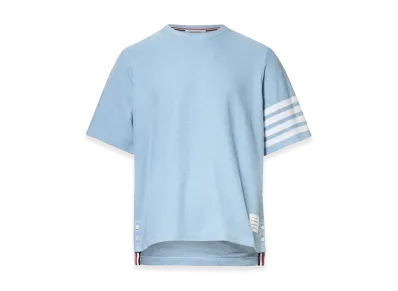THOM BROWNE Textured Pique 4-Bar T-Shirt "Light Blue"