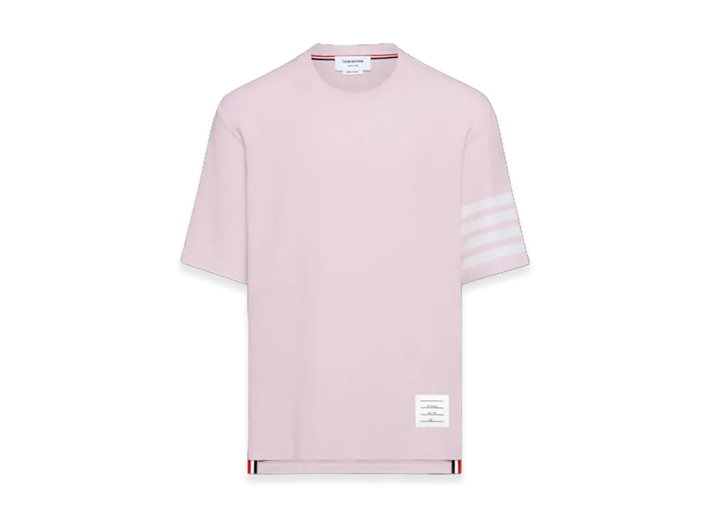 THOM BROWNE Textured Pique 4-Bar T-Shirt "Pink"