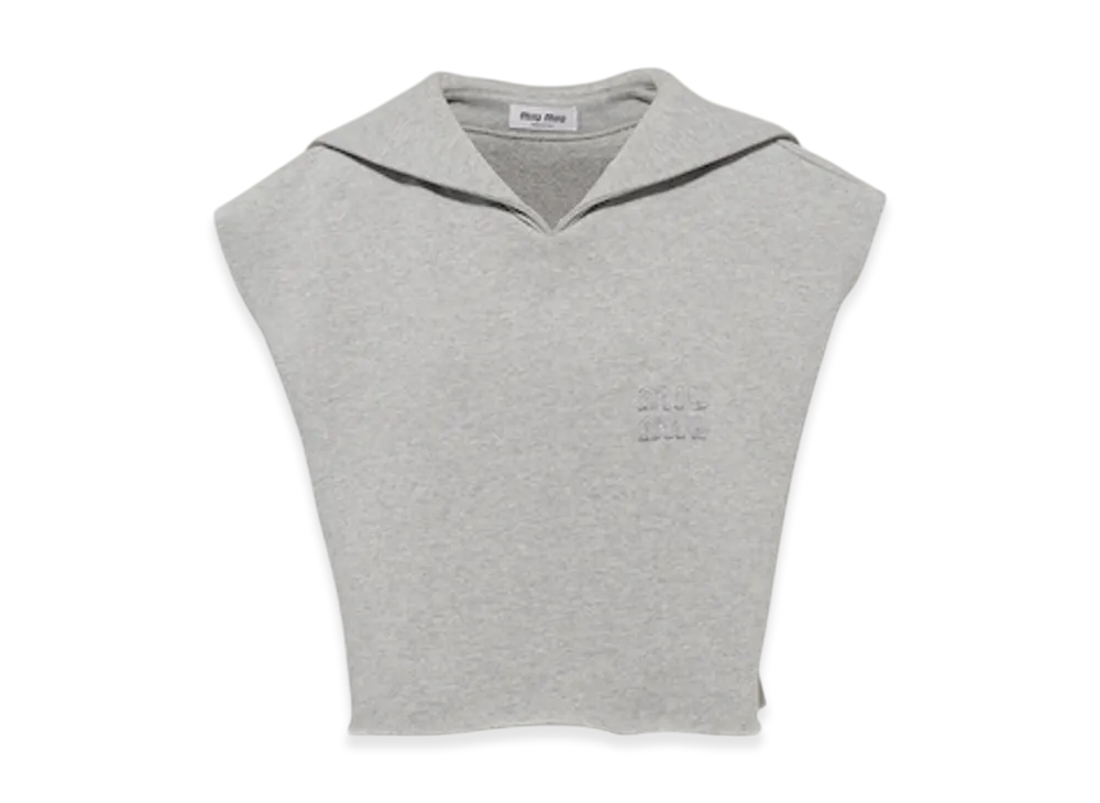 MIU MIU Women's Sleeveless Cotton Sweatshirt "Grey"