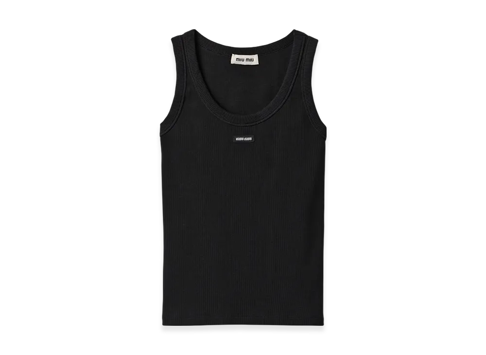MIU MIU Ribbed Knit Tank Top "Black"
