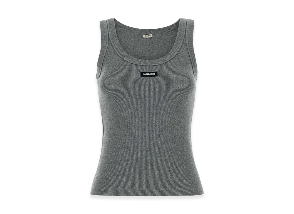 MIU MIU Women's Stretch Cotton Tank Top "Gray"