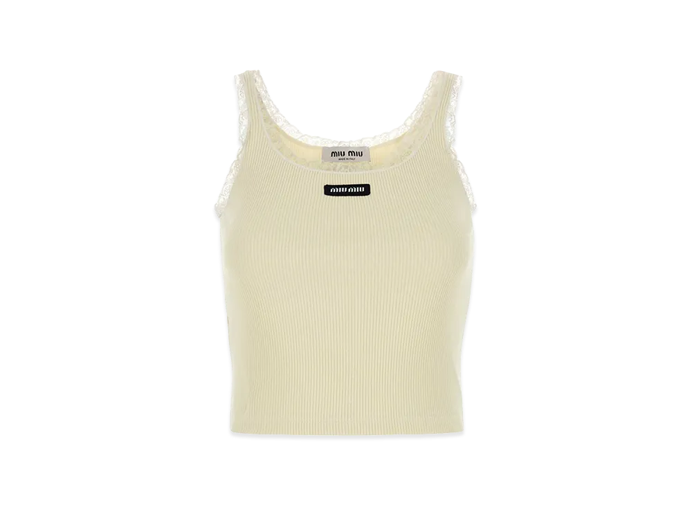 MIU MIU Women's Cotton Tank Top "Cream"