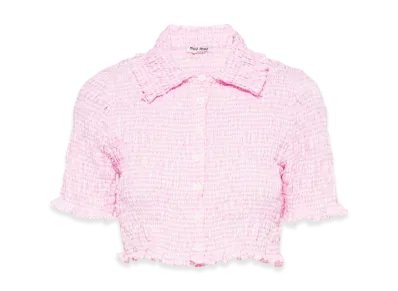MIU MIU Women's Gingham Check Shirt "Pink"
