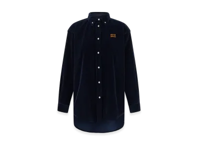 MIU MIU Women's Velvet And Leather Shirt "Blue"