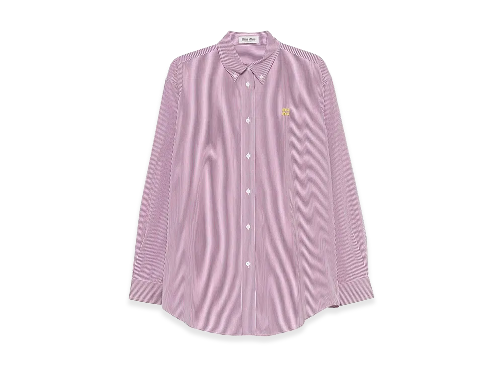 MIU MIU Women's Vertical Stripe Cotton Shirt "Pink"