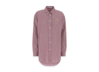 MIU MIU Women's Embroidered Poplin Oversize Shirt "Stripped"