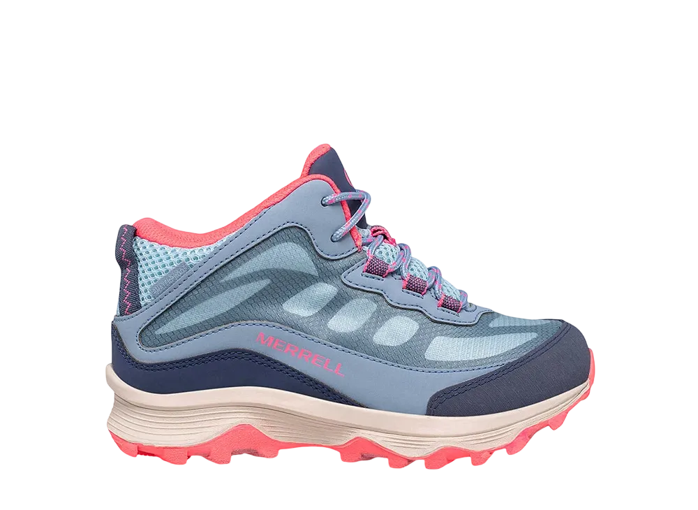 MERRELL Big Kids Moab Speed Mid Waterproof "Dusty Blue/Coral"