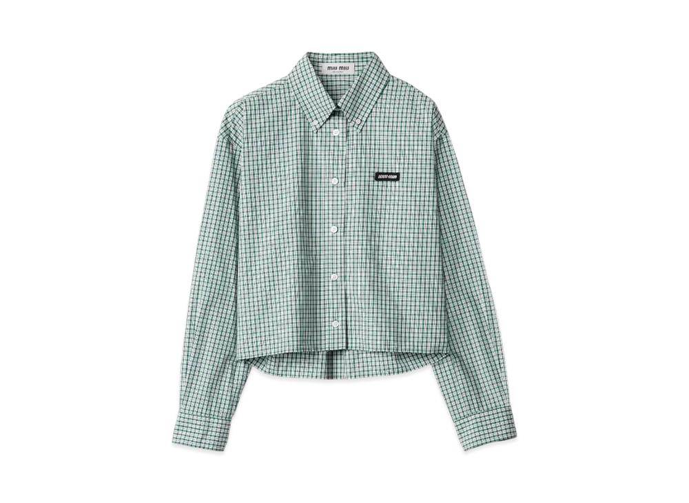 MIUMIU Women's Checked Shirt "Emerald/White"