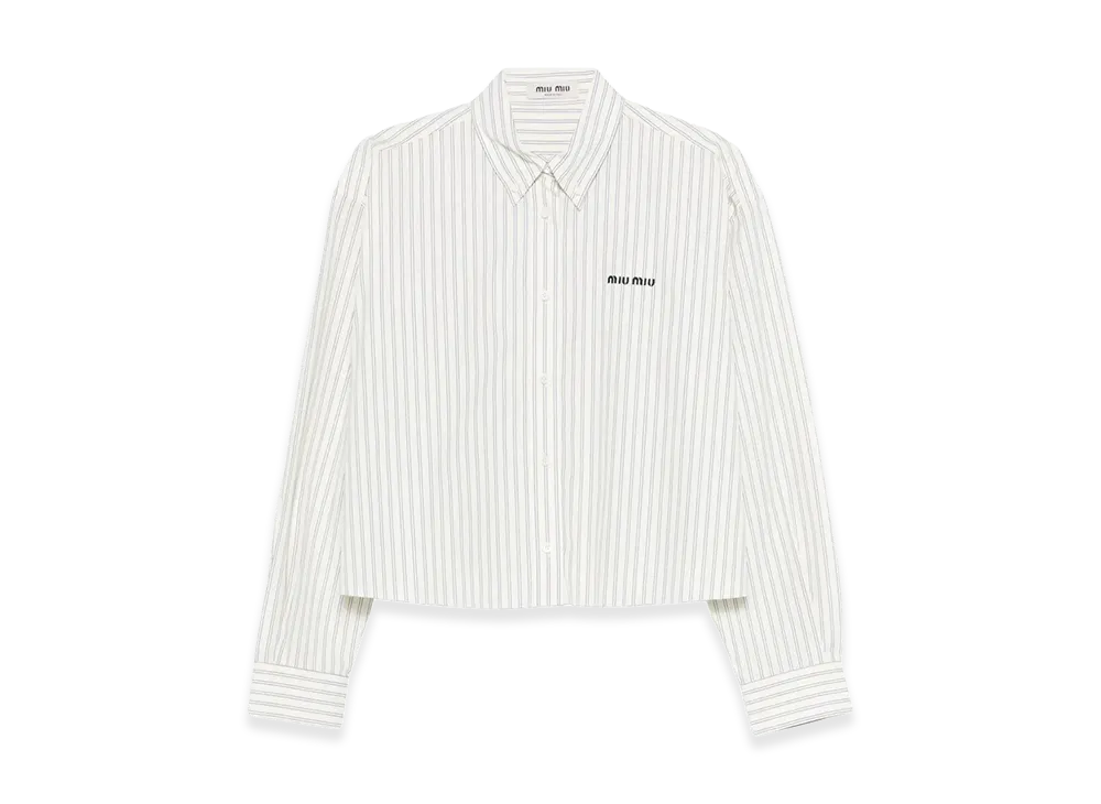 MIU MIU Women's Popeline Stripe Shirt "Beige"