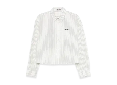 MIU MIU Women's Popeline Stripe Shirt "Beige"