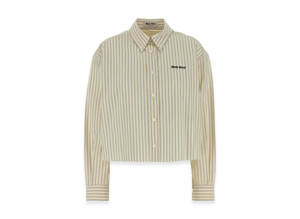 MIU MIU Women's Embroidered Poplin Shirt "Beige"