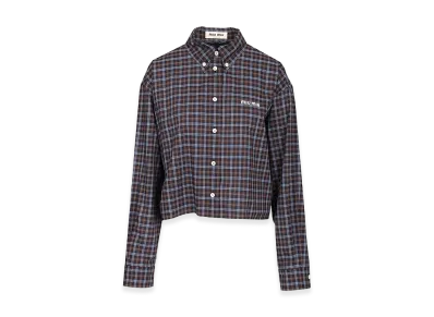MIU MIU Women's Tartan Croped Shirt "Blue"