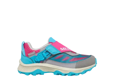 MERRELL Big Kids Moab Speed Low ZipTrek Waterproof "Grey/Turquoise/Berry"
