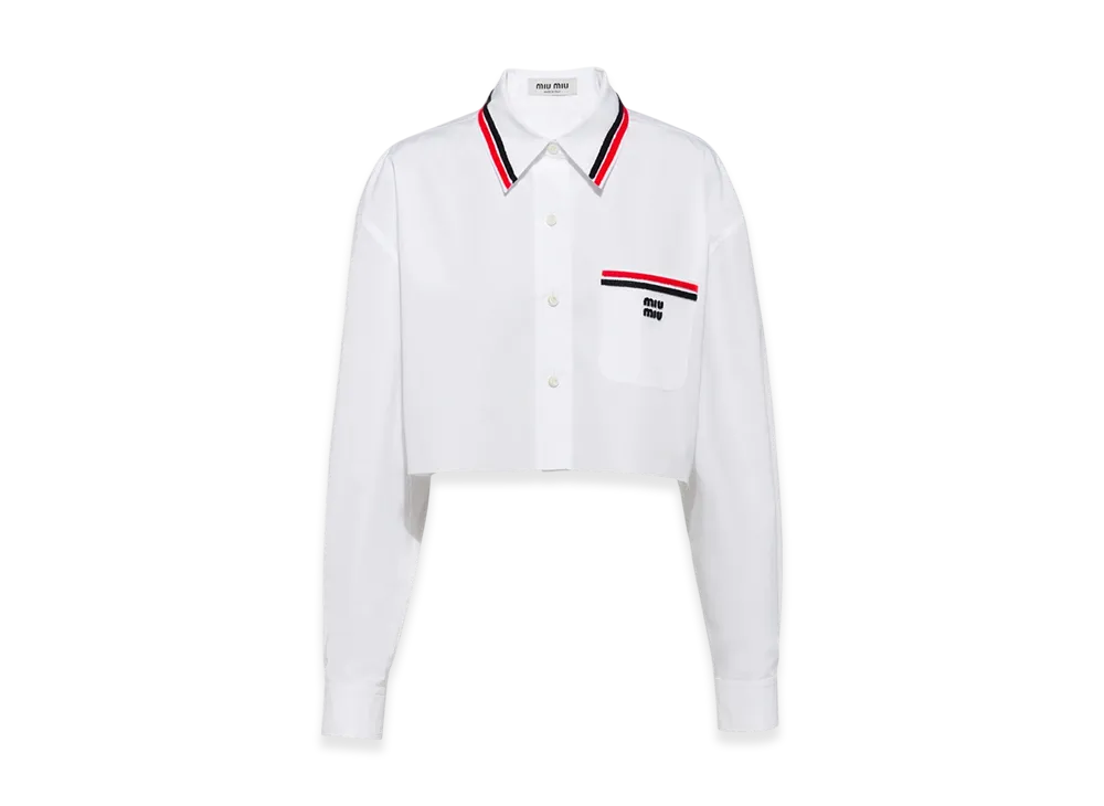MIU MIU Women's Cropped Poplin Shirt "White"