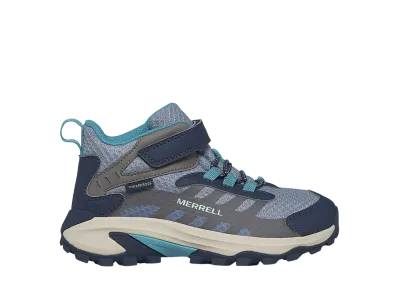 MERRELL Big Kids Moab Speed 2 Mid A/C Waterproof "Stone/Blue/Turquoise"
