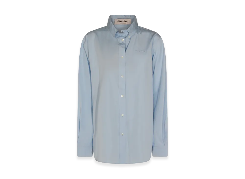 MIU MIU Women's Casual Shirt With Logo "Light Blue"